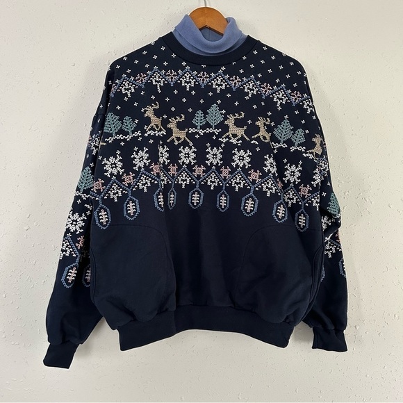 Vintage Art Unlimited Sportwear Holiday Reindeer Winter Sweater Sweatshirt XL - Picture 1 of 7